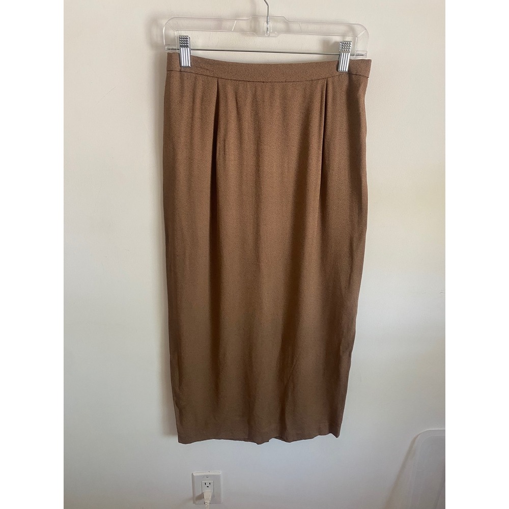Scott McClintock Vintage‎ Brown Textured Midi Skirt Made in USA Size 12 Pleated
